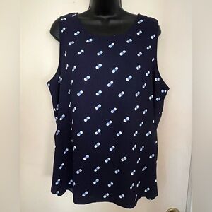 Halogen Navy Tank Top with White Dots